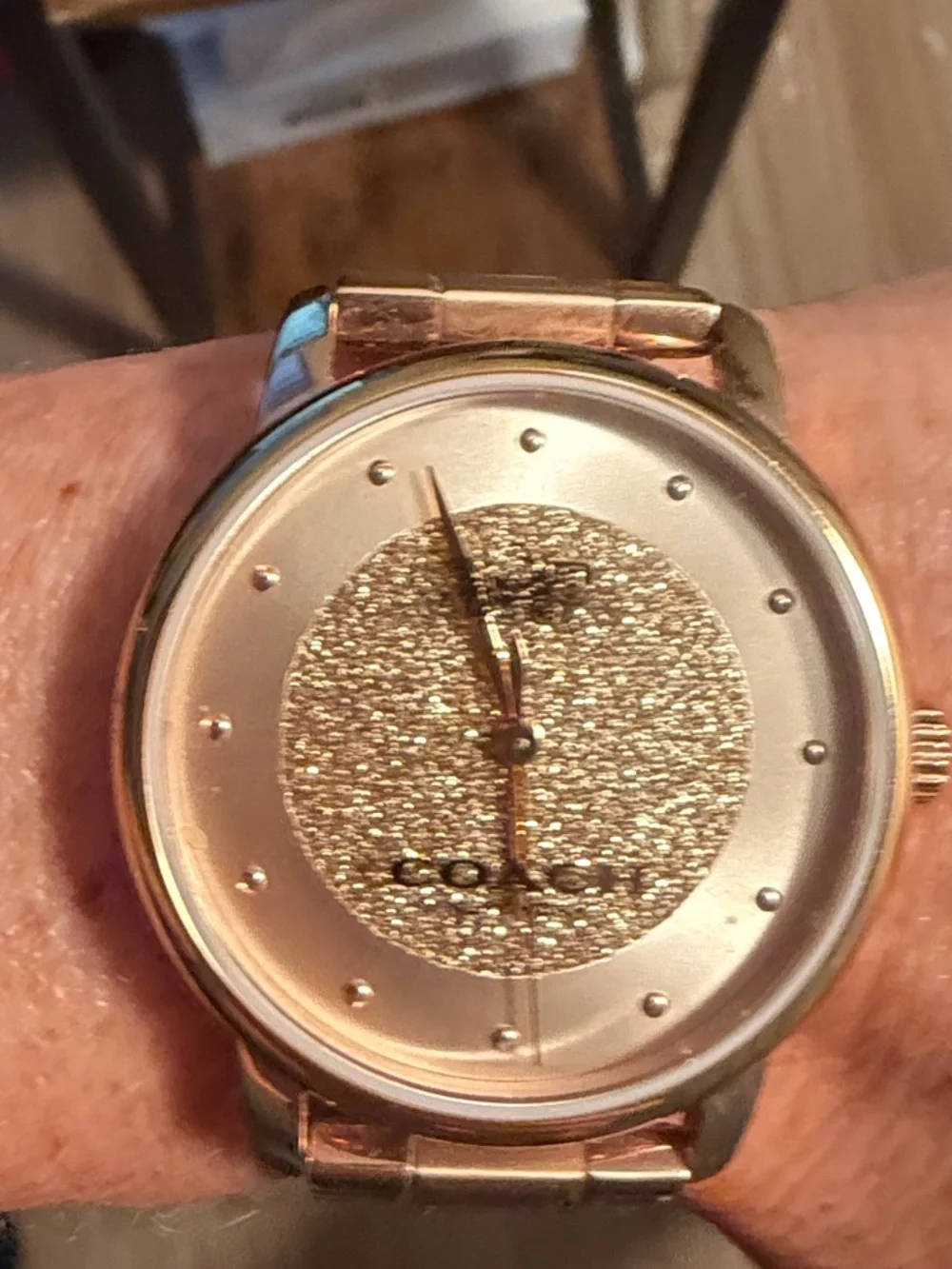 Coach Rose Gold Glitter Dial Bracelet Watch